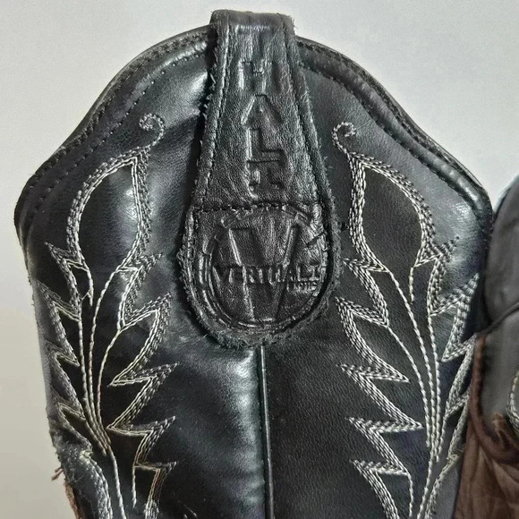 Verthali exotic black leather cowboy boots boys size 2 - Picture 9 of 15
